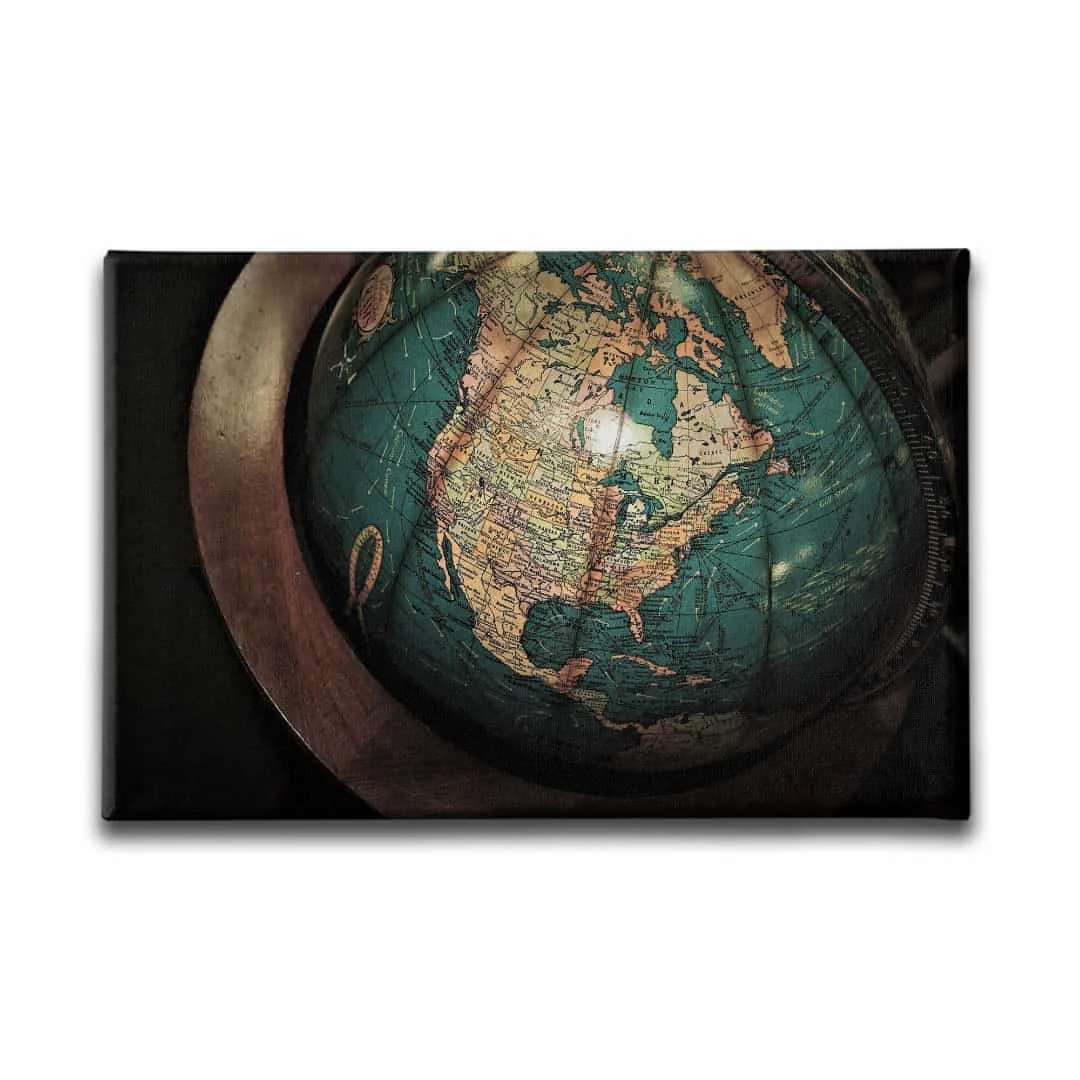 Fiziki Ve Siyasi Kure Harita Canvas Tablo