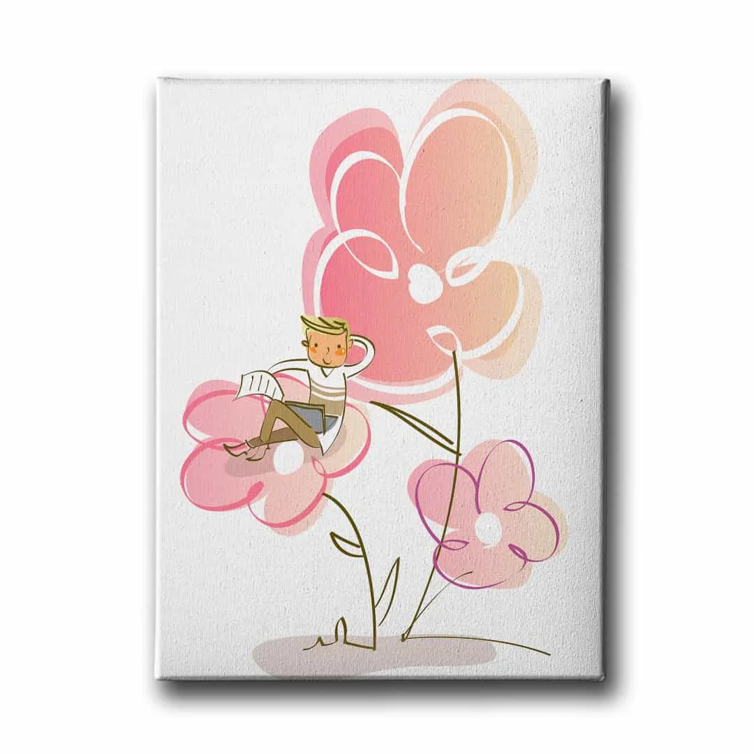 Cocuk Cicekli Kanvas Tablo